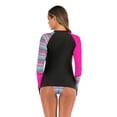 thumbnail image 3 of SWSMCLT Women's Surf Bathing Suit Slimming Long Sleeve 2 Piece Rash Guard Swimsuit Spandex Swimming Basic Pink 10, 3 of 4