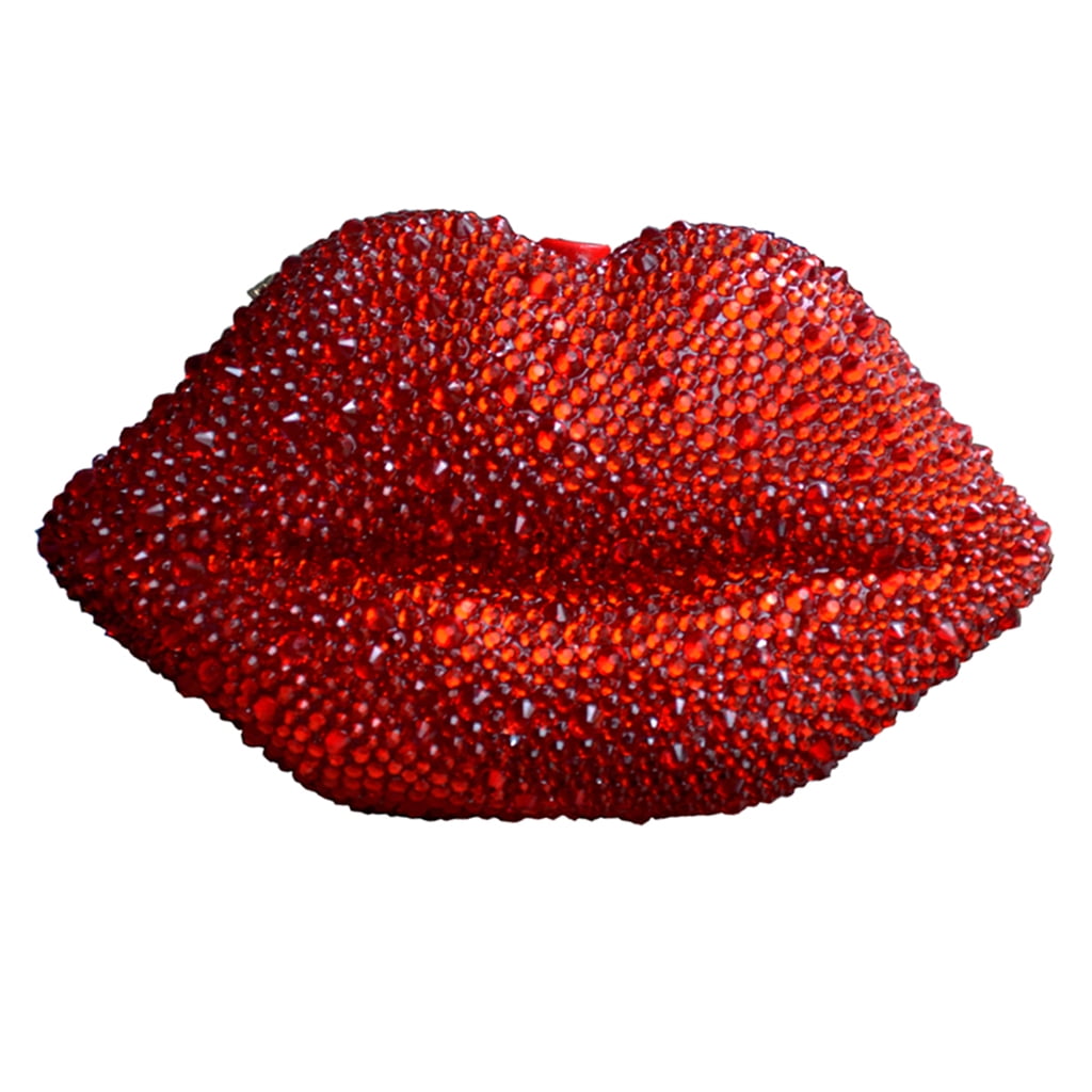 ZPAQI Women Leather Lips-shaped Evening Clutch Purses Crossbody Bags Banquet Handbag