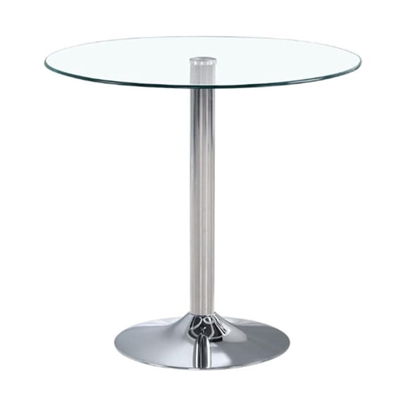 23.4 inches 23.4 Inch Round Glass Dining Table With Chrome Pedestal Base