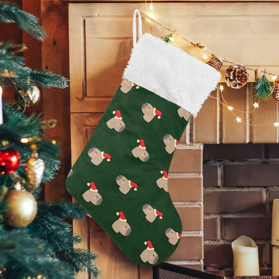Ryvnso Christmas Stockings Capybara Head Pattern 17.7" Large Stocking Decoration 1 Pack