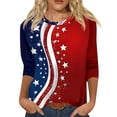 thumbnail image 2 of KDDYLITQ Womens U.s. 250th Anniversary Tshirt Freedom 250 Years Birthday Crew Neck T-Shirts Causal American Flag Fourth Of July Tops Printed Basic 3/4 Sleeve Blouses Red 3XL, 2 of 5