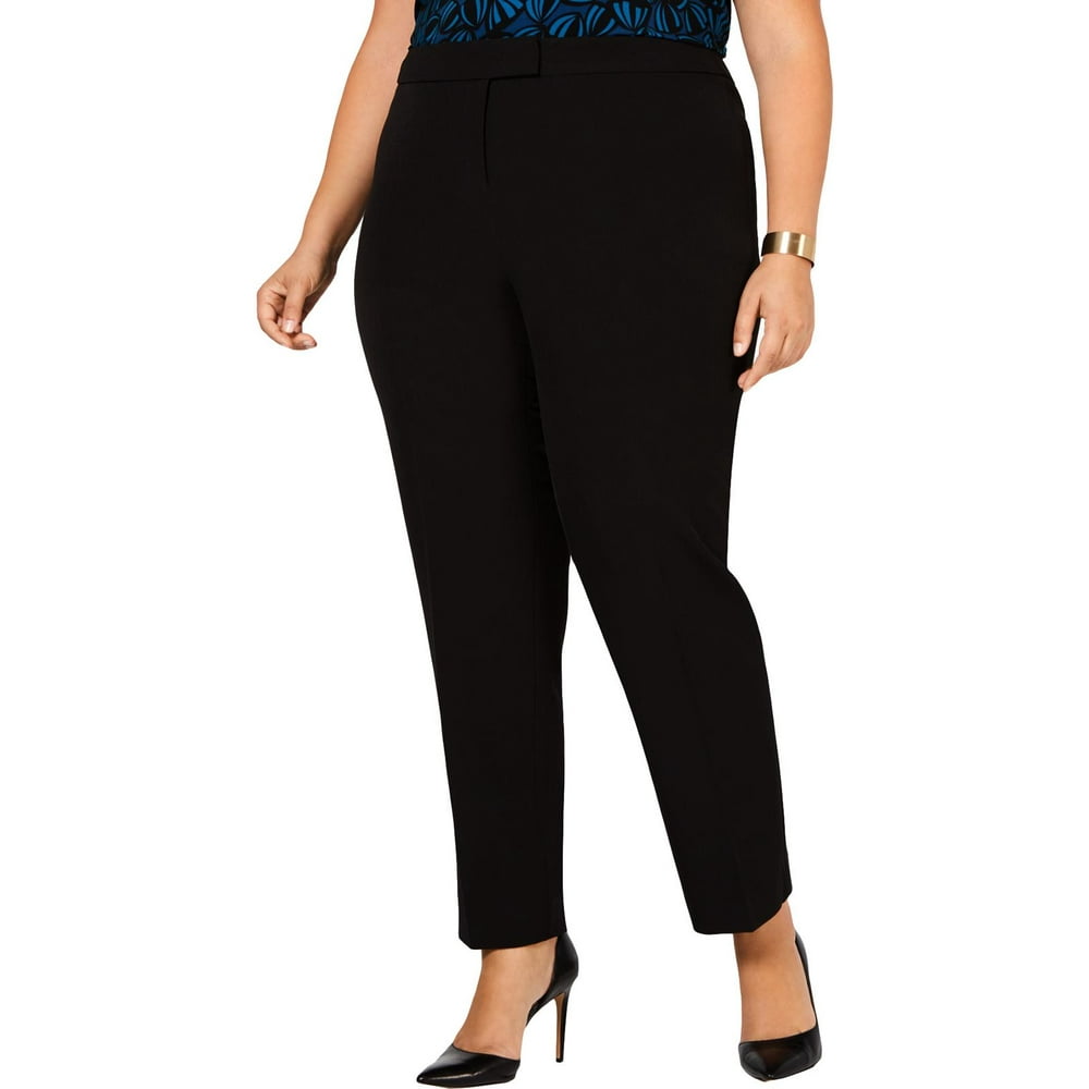 Anne Klein - Anne Klein Womens Plus Stretch High Rise Straight Leg Pants - Walmart.com - Walmart.com