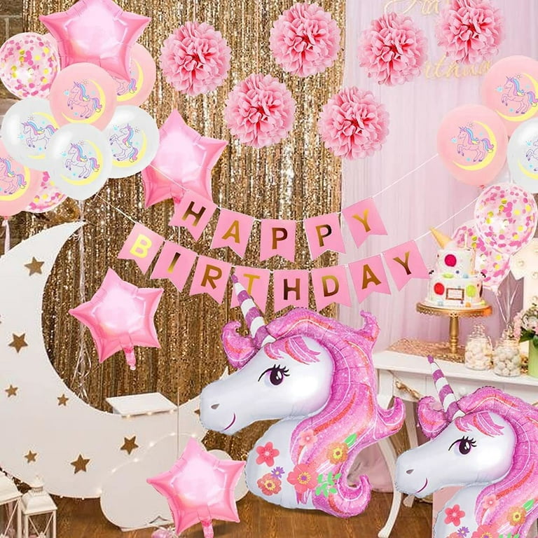 Laminated Unicorn Birthday Decorations Party Supplies Poster Dry