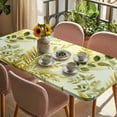 thumbnail image 3 of Sage Green Leaves Table Cloths for 6 Foot Rectangle Tables, Summer Botanical Farmhouse Watercolor Leaf Patio Waterproof Elastic Fitted Tablecloths, Washable Rectangular Table Cover for Camping, 3 of 8