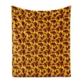 thumbnail image 1 of Animal Soft Flannel Fleece Throw Blanket, Prehistoric Creature Pattern with Giant Jurassic Mammoth Repetition, Cozy Plush for Indoor and Outdoor Use, 50" x 60", Earth Yellow Burgundy, by Ambesonne, 1 of 5