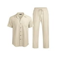thumbnail image 3 of COOFANDY Men's Beach Outfits 2 Piece Linen Sets Casual Button Down Cuban Shirt and Loose Pant Sets, 3 of 10