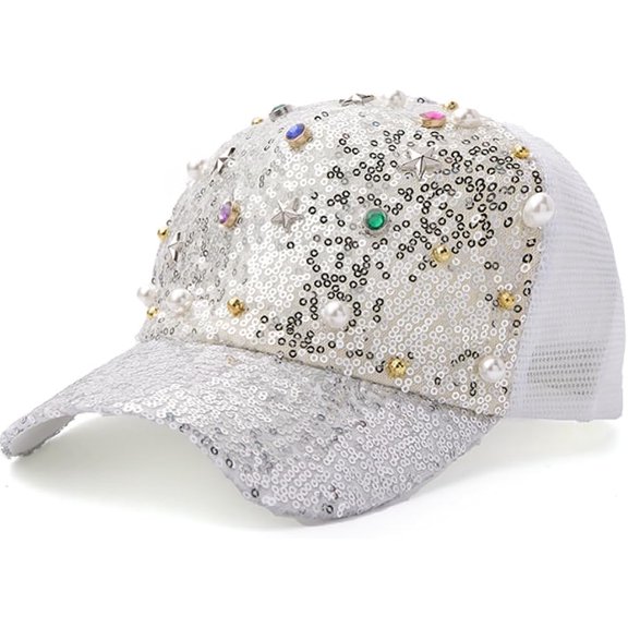 LINLIN Bling Baseball Cap, Baseball Cap Bling Baseball Cap Hat for Women Adjustable Summer Hats Fashionable Trucker Hats