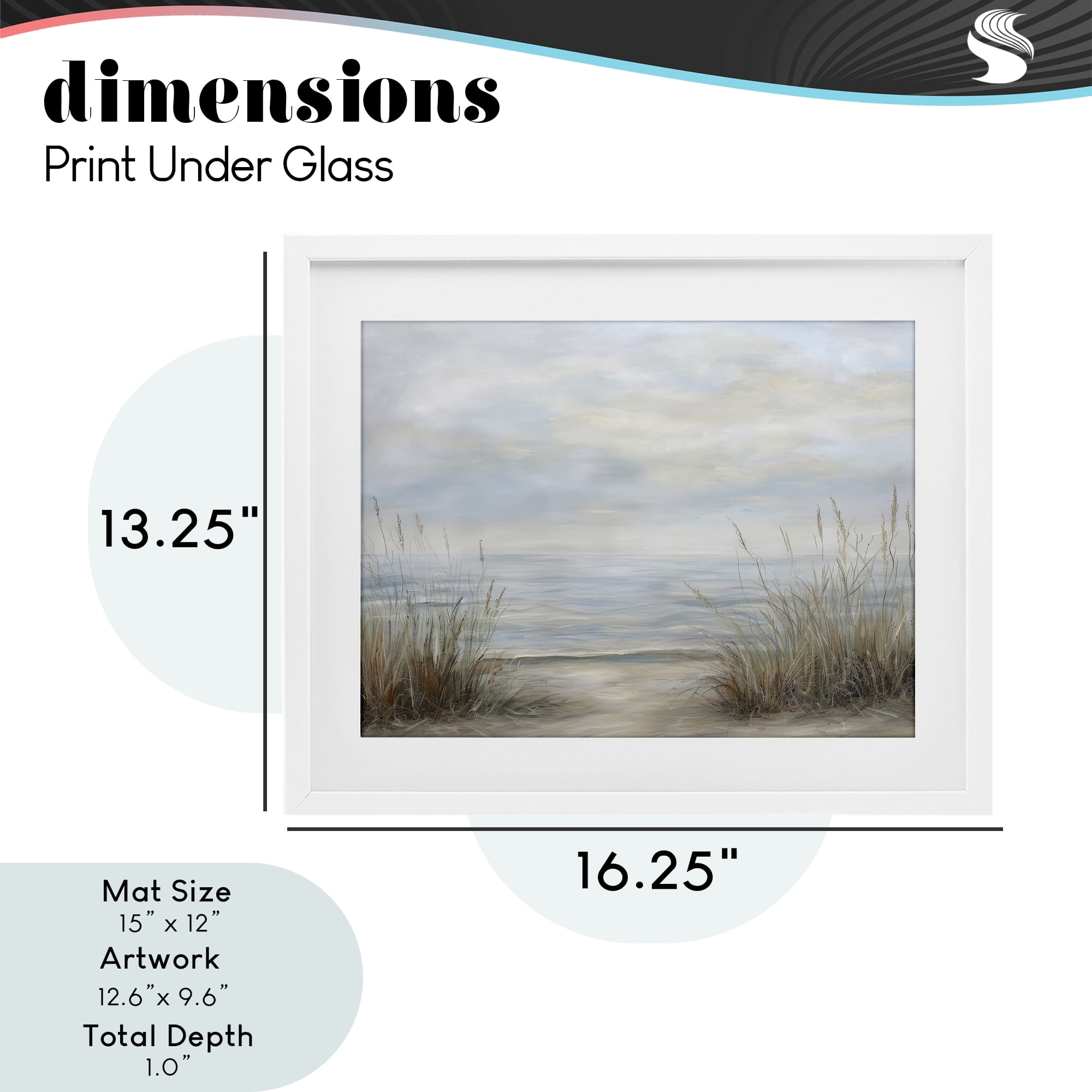 Stupell Industries Silent Beach with Seaside Dunes White Framed Print Under Glass, design by Petal Prints Design