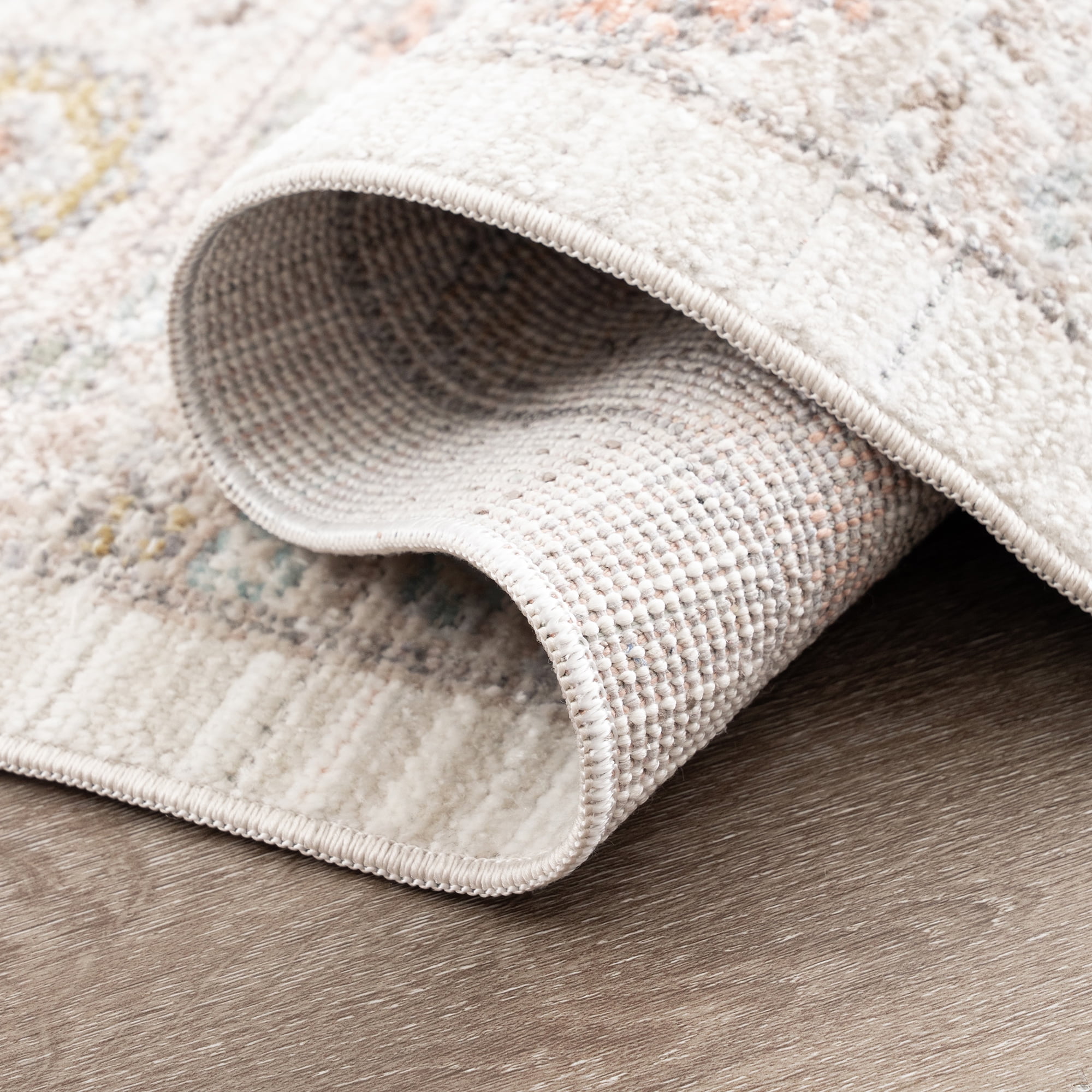 Crestwood Traditional Oriental 2x3 Cream and Aqua Polyester Indoor Area Rug, 2' x 3'