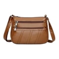 thumbnail image 1 of Bolso de mano de piel sintética suave estilo retro para mujer, color marrón, 1 of 8