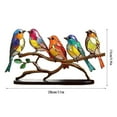 thumbnail image 2 of Colorful Birds Ornament, Tabletop Bird Decoration Stained Birds On Branch Desktop Ornaments Double Sided Metal Flatness Table Art Home Room Decoration, Modern Style Metal Birds Home Decor, 2 of 6