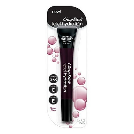 ChapStick Total Hydration Vitamin Enriched Tinted Sheer Plum Lip Oil, 0.24 Oz, 6 Pack
