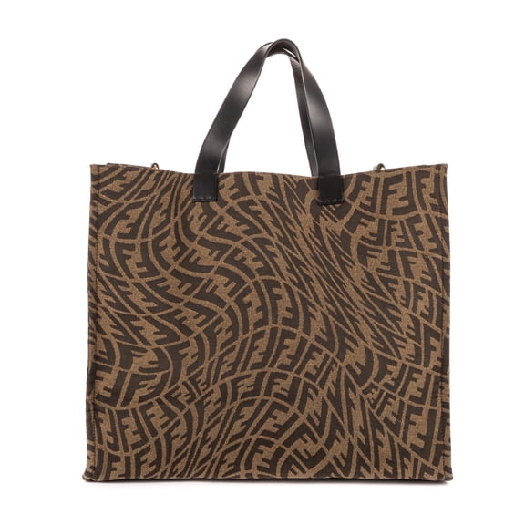 Pre-Owned Fendi Brown Shopping Tote Shoulder Bag FF Vertigo