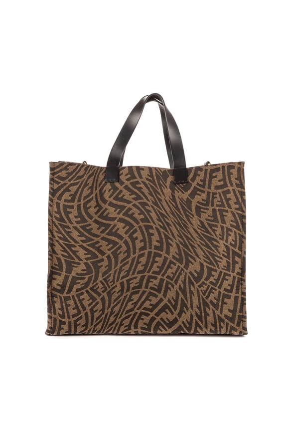 Pre-Owned Fendi Brown Shopping Tote Shoulder Bag FF Vertigo
