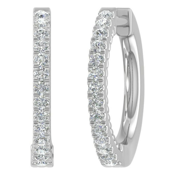 1/4 Carat Diamond Hoop Earrings in 14K White Gold (I1-I2 Clarity)