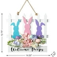 thumbnail image 2 of Wooden Easter Bunny Fence Wall Hanging Decor, Colorful Rabbit Door Hanger Sign Decorations for Spring Holiday Party, 2 of 4