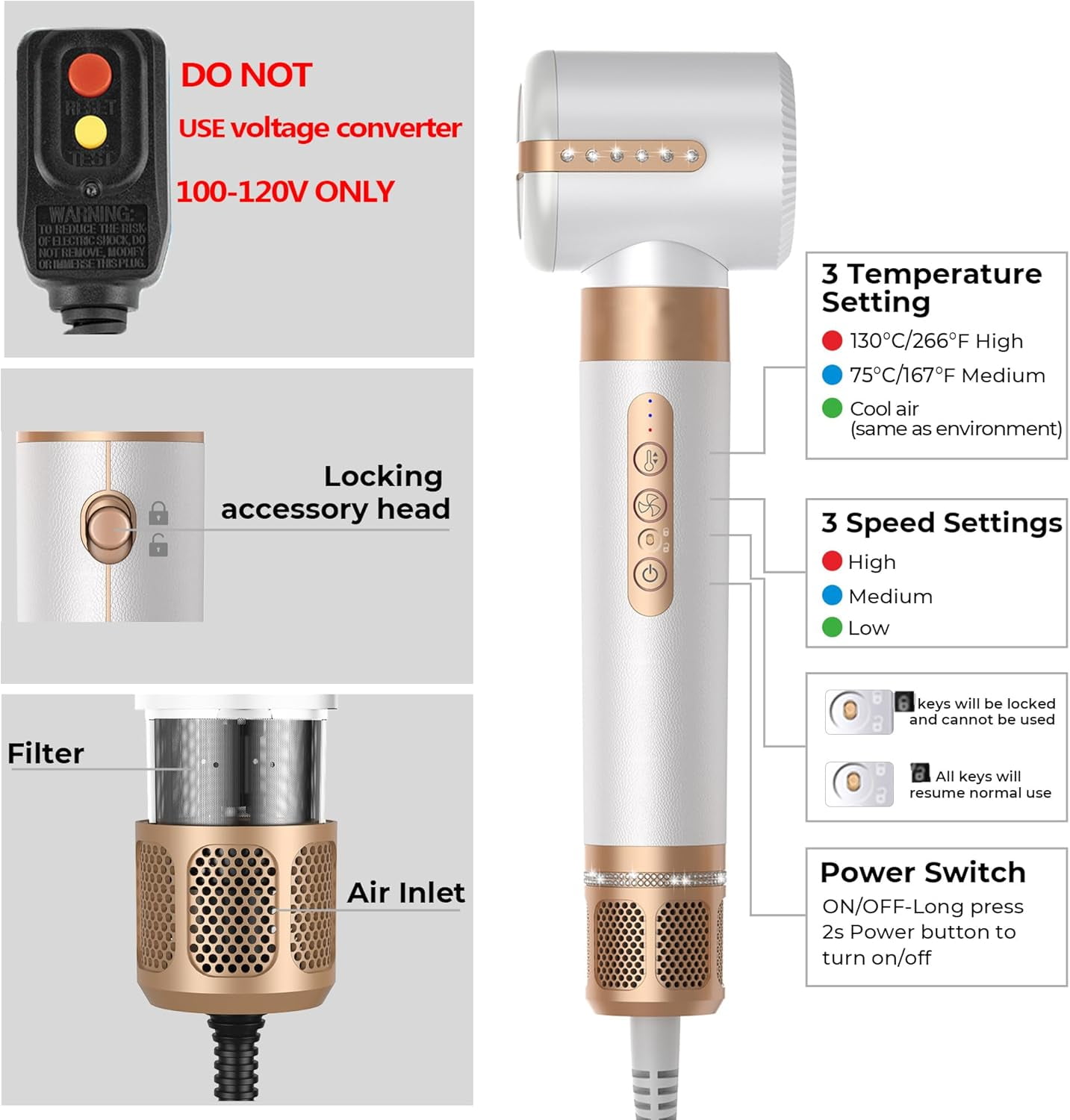 7-in-1 Hair Dryer Brush Set with Diffuser & Concentrator - Professional Ionic Hot Air Styler with Auto-Wrap Curler for Straight, Wavy & Curly Hair, Includes Storage Case