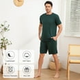 thumbnail image 3 of DG Hill Summer Cool Rayon Short PJ Set for Men - Lightweight Breathable Pajamas, Green L, 3 of 9