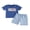 Blue, variant on BemeyourBBs Kids Boys Shorts Set Short Sleeve Embroidery T-shirt with Plaid Shorts