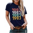 thumbnail image 2 of Chemises à Manches Courtes pour Femmes Mode Décontractée 1982 Imprimé Col Rond Ample T-Shirt à Manches Courtes Chandail Hauts Hauts à Manches Courtes pour Femmes Hauts à Manches Courtes pour Femmes, 2 of 7