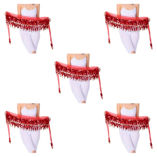 Wweixi Blended Durable And Firm Lightweight Hip Scarf For Belly Dance Performances Waist Automatic red 5Set