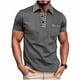 thumbnail image 2 of Blusa y camisa de manga corta con cuello vuelto para hombre, color liso, informal, de manga corta, con medio botón, con solapa abierta y cerrada, tops de poliéster para hombre, 2 of 8