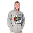 thumbnail image 3 of Worlds Gayest Uncle Birthday Pride Zip Hoodie Sweatshirt Men Brisco Brands S, 3 of 6