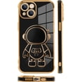 thumbnail image 5 of Compatible with iPhone 14 Case Astronaut Plating Electroplate Luxury Elegant Case Camera Protector Kickstand Shockproof Protective Corner Back Cover iPhone 14 Case -Black, 5 of 5