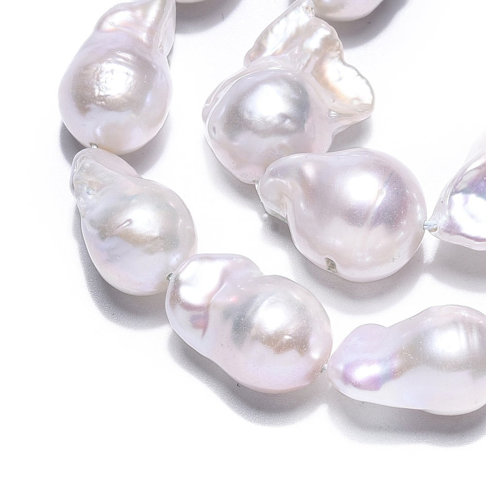 Natural Baroque Pearl Keshi Pearl Beads Strands Cultured Freshwater Pearl Seashell Color 14.5~20x12~15x11.5~14mm15.63~16.06''(39.7~40.8cm)