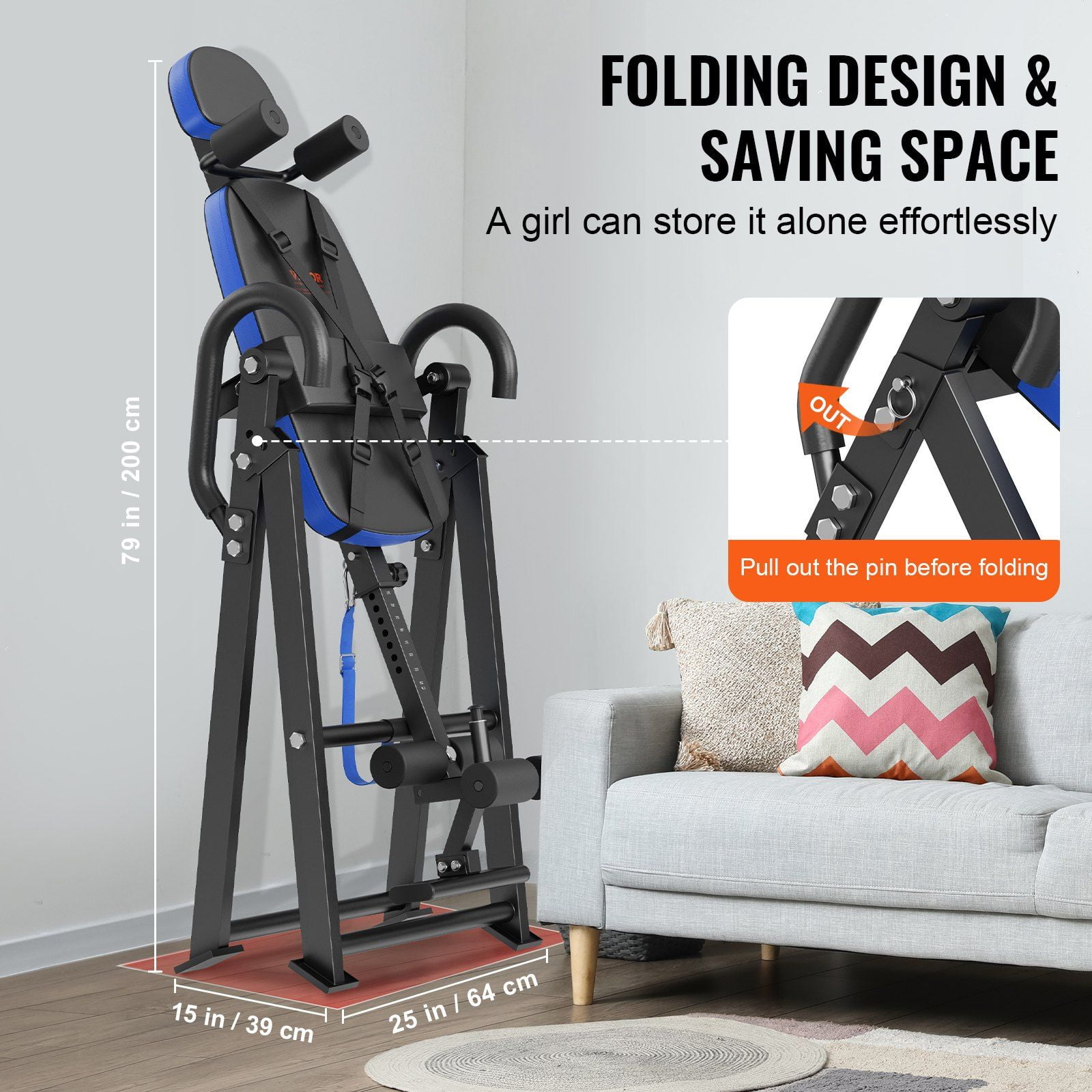 Adjustable Inversion Therapy Table - Foldable Hang Exercise Bench for Core Strength & Stretching