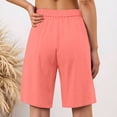 thumbnail image 4 of JIAYUE Women's Shorts Casual Summer Dressy Elastic High Waisted Loose Knee-Length Solid Color Beach With Pockets Trendy Female Bottoms, 4 of 5