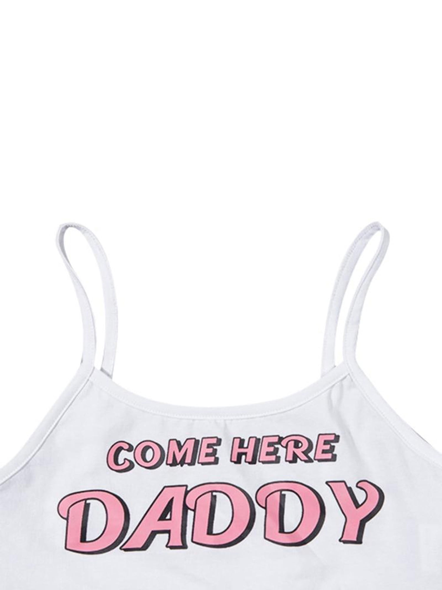 Sexy Women Come Here Daddy Please Print Strappy Lingerie Set 2PCS See Tank  Tops and Panty Sets Pajamas Sleepwear (White, S) : : Clothing,  Shoes & Accessories