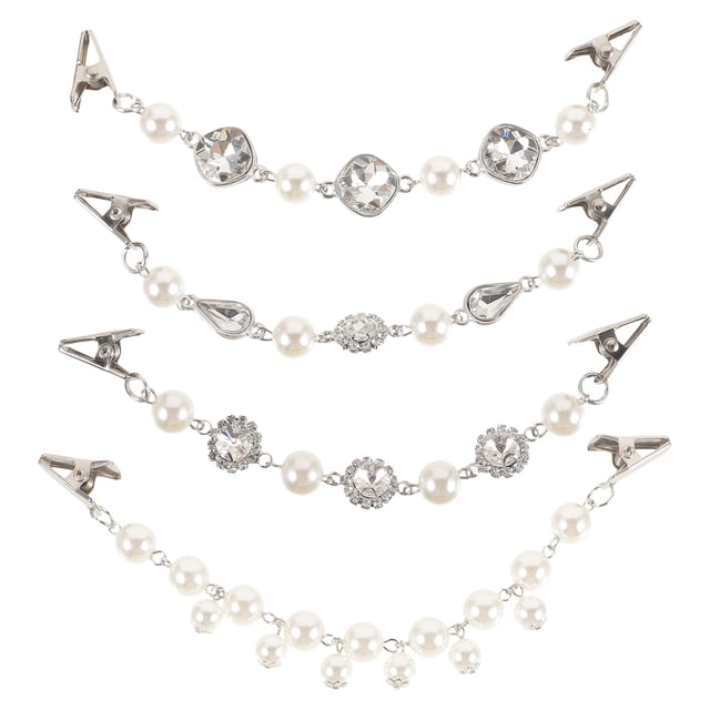 SHISUYAN 4pcs Vintage Sweater Clips Shawl Pearl Clips Coat Collar Buckles Cardigan Clips