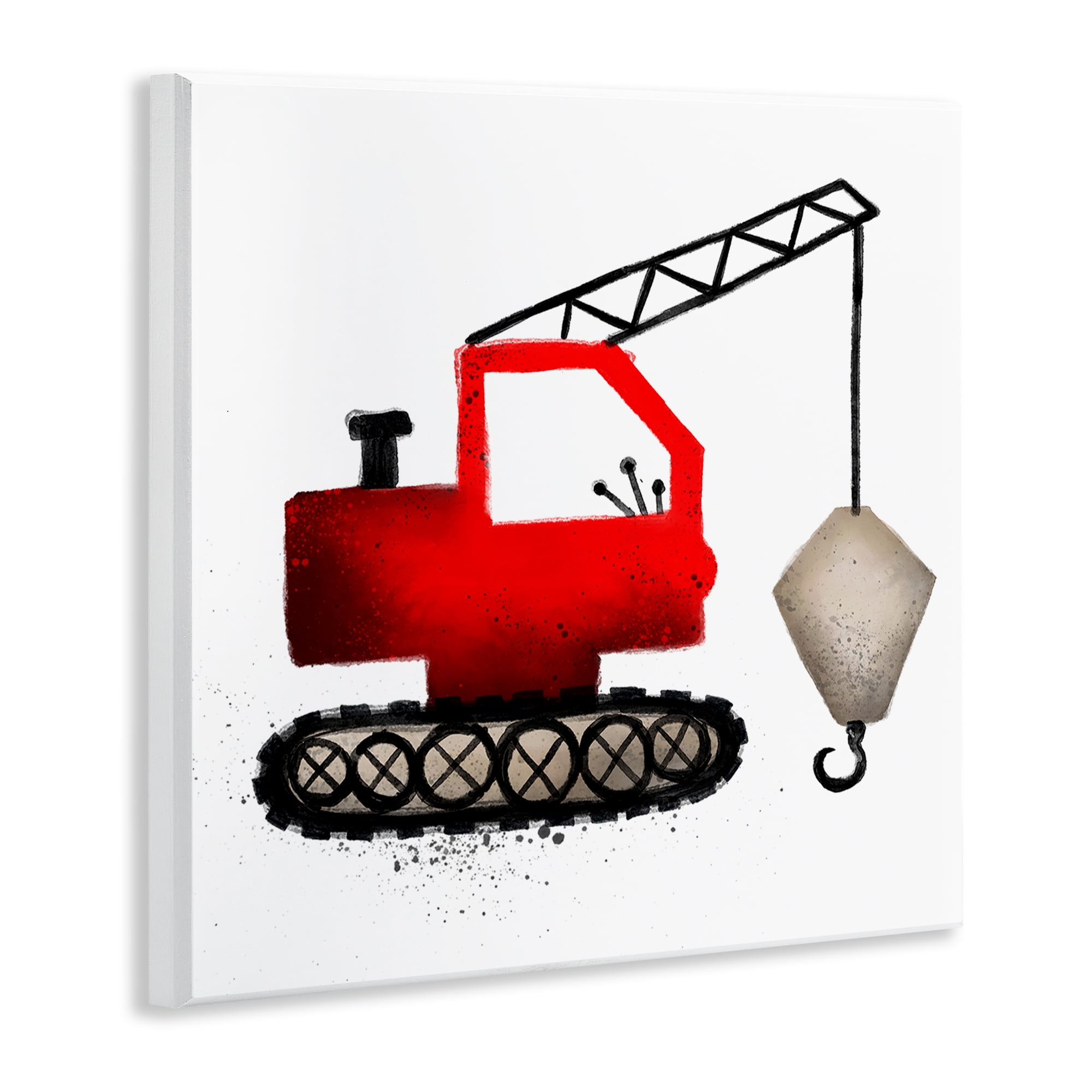 Stupell Industries Red Construction Vehicle Transportation Painting Unframed Art Print Wall Art, 12 x 12