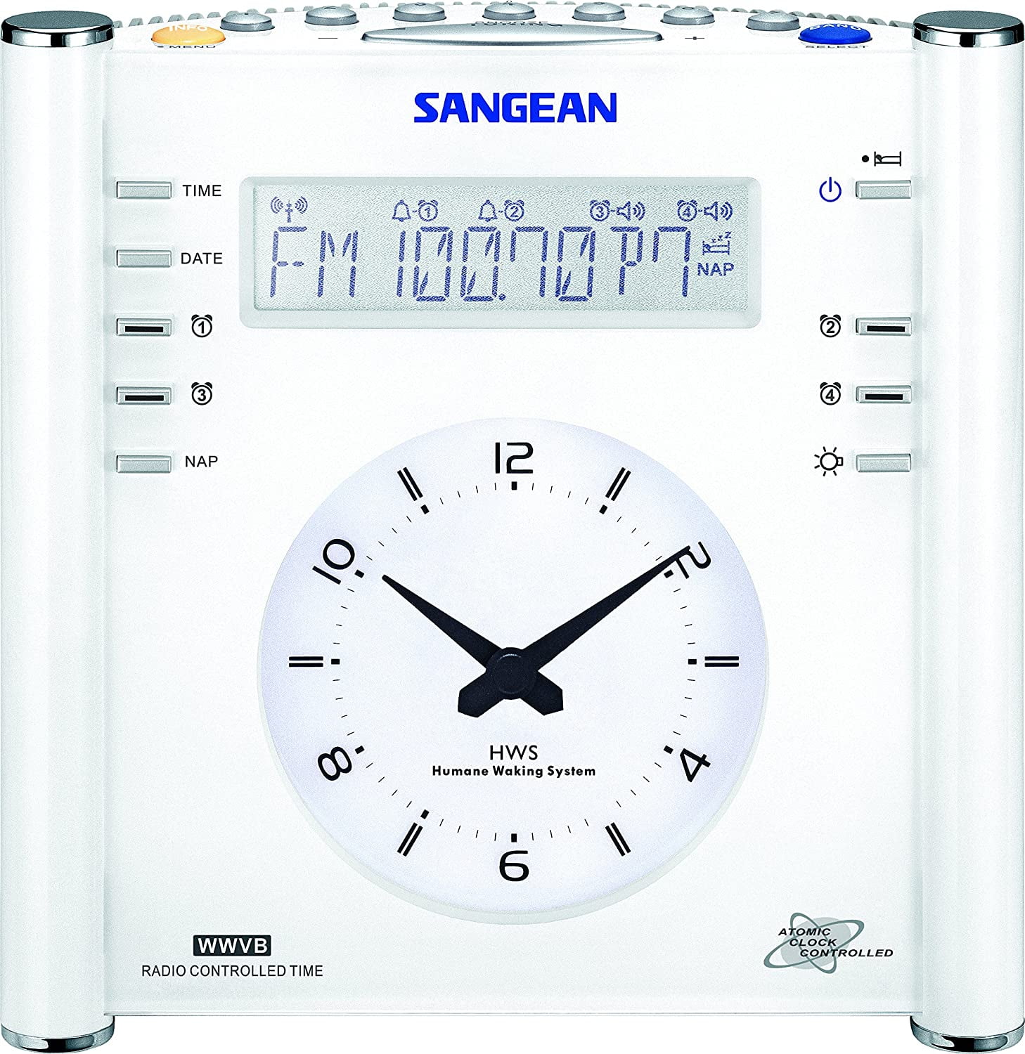 Sangean RCR3 RCR3 AM/FM Atomic Digital/Analog Clock Radio (White