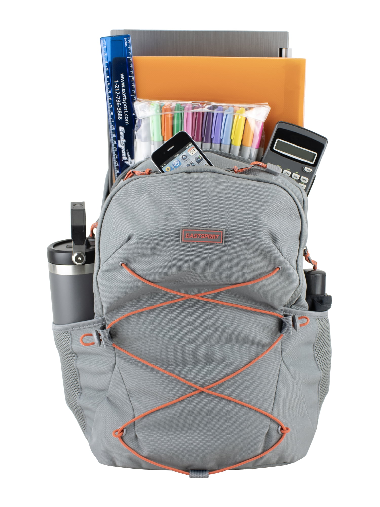 Eastsport Unisex Ascend Athleisure 18.5" Bungee Backpack, Ash Gray