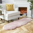 thumbnail image 6 of Phantoscope Ultra Soft Faux Fox Fur Series Decorative Indoor Area Rug 2 x 6 Feet, Pink with White Tip, 1 Pack, 6 of 8
