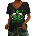 thumbnail image 3 of lcziwo Irish Shirts for Women 2025 Summer Short Sleeve T Shirt Cute Wine Glass Graphic Tees Loose Fit U Neck Blouses St. Patrick's Day Vacation Tops Black XL Sale of The Day, 3 of 5