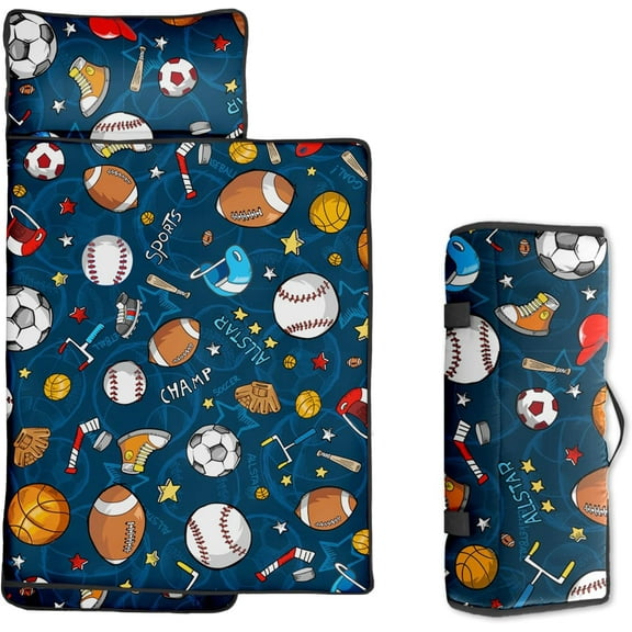 Toddler Nap Mat/Removable Pillow -Space- Carry Handle with Straps Closure,Toddler Nap Mat Extra Large 60 in*20 in Boys Sleeping Mat Nap Mat for Presch