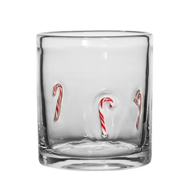 Vasos de vidrio sin tallo con temática navideña, diseño de textura única, decoración para fiesta de Acción de Gracias y Navidad.
