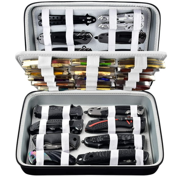 Katia Knife Display Case for 44 Slots Folding Knives, Pocket Knives,Black-Case Only