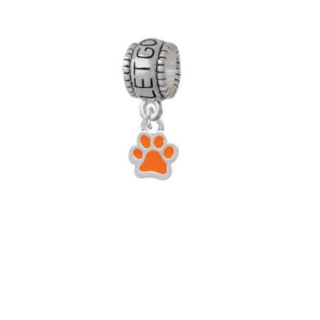 Mini Translucent Orange Paw - Let Go Let God Charm Bead