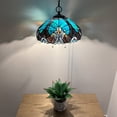 thumbnail image 6 of Tiffany Pendant Lights Plug In Green Brown Stained Glass LED Bulb Included for Dining Room Hotel Restaurant Cafe 16"W*16"D*75"H, 6 of 6