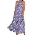 thumbnail image 1 of Vestido de Verano para las Mujeres sin Mangas Lino-Look Impreso Maxi, Suelto Fluido Y Vestido Sexy de Moda para las Mujeres, 1 of 4