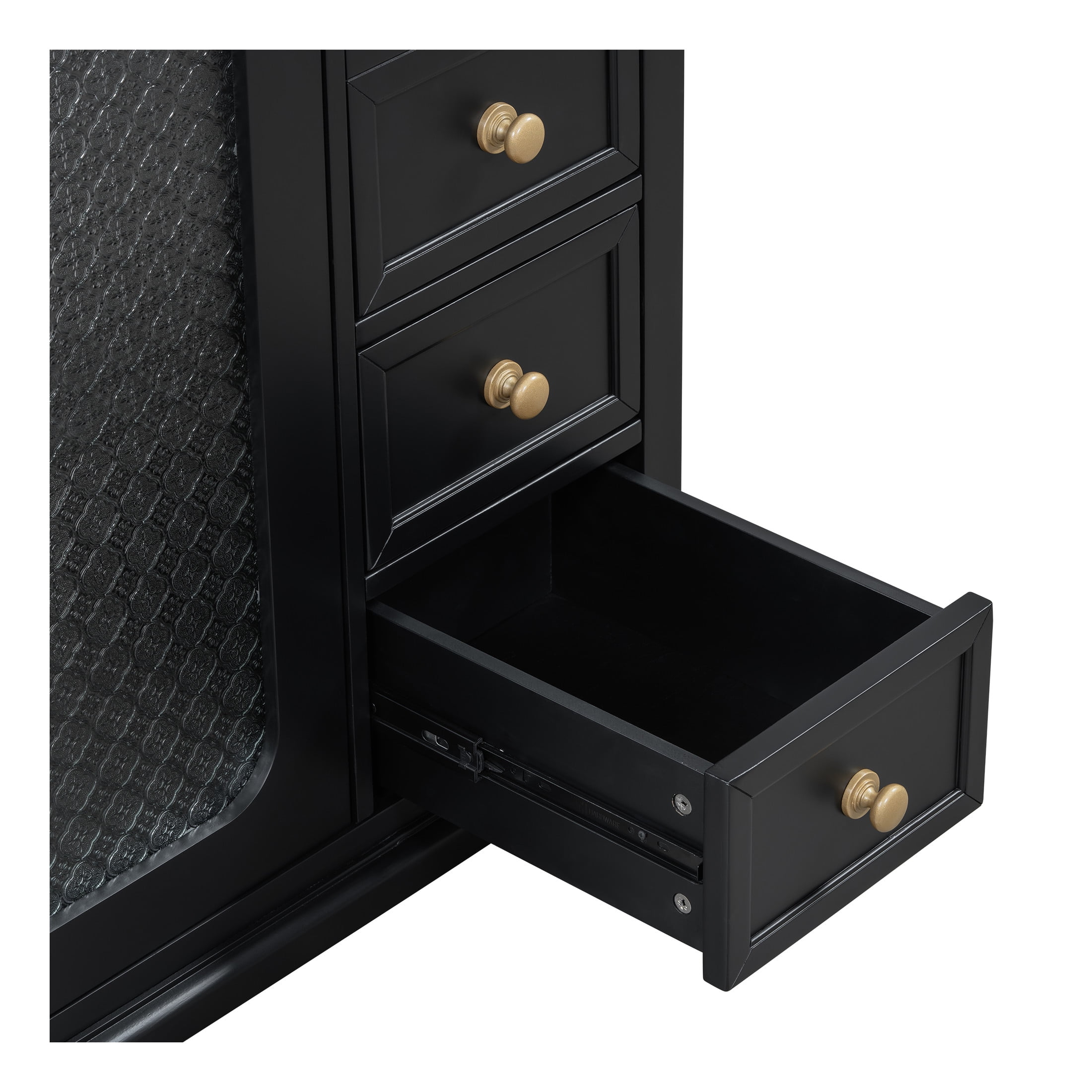Seranor Modern Bathroom Vanity with Ceramic Sink, Shelves, Drawers, Wood, Black