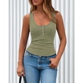 thumbnail image 3 of FreshPretty Spring Tops for Women Summer Scoop Neck Ribbed Henley Button Sleeveless Casual Basic Tank Top Clothes Outfits, 3 of 9