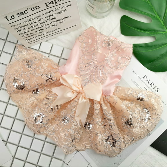 kladzum Pet Dress Shirt Cute Dog Princess Dress Dog Pet Bottoming Fine Print Dress Clothes Lace Breathable Dress, Puppy Summer Apparel Clothes Dog Clothes