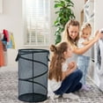 thumbnail image 6 of Holloyiver Mesh Popup Laundry Hamper, 59L Collapsible Laundry Basket Extra Large Capacity Foldable Clothing Storage Basket with Handles 22.8"H x 14.2"W x 14.2"L, No Lid (Black), 6 of 7