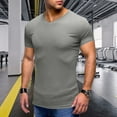 thumbnail image 3 of Camiseta de cuello en V ajustada para hombre: camiseta elástica de manga corta para culturismo, 95 % poliéster, 5 % elastano, tejido de canalé para el gimnasio y el entrenamiento., 3 of 6