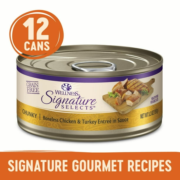 Wellness CORE Signature Selects Natural Grain Free Wet Canned Cat Food, Chunky Chicken & Turkey